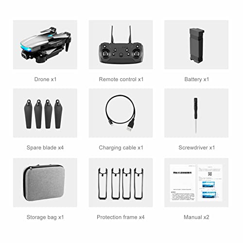 Bzdzmqm Drone with Dual 4K Camera, 2023 Foldable HD Drone for Kids & Adults, RC Quadcopter Helicopter, 3-Sided Infrared Avoidance, WiFi FPV, Altitude Hold, Headless Mode, LED Night Wide by Bzdzmqm