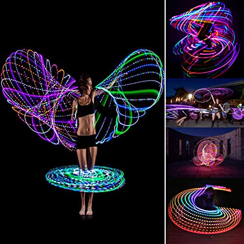 24in LED Hoop Dance Exercise Light Up Hoop for Kids Children, Fitness Equipment Sport Fun Auto Color Changing Strobing Glow Lights, 60cm Hoop Hooper Gift(Two AA Batteries are Needed. Not Included) from SIKWO