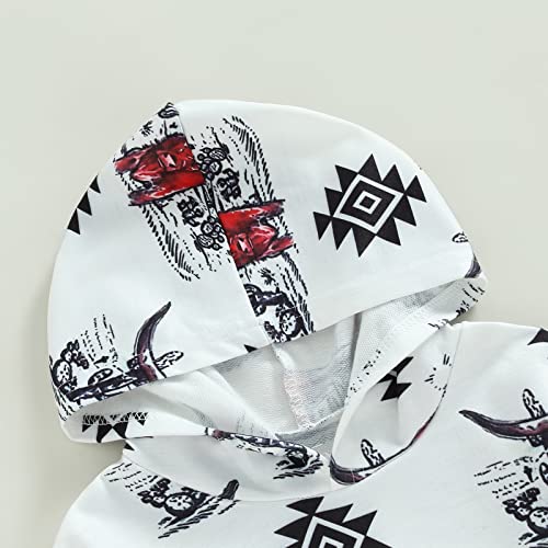 Baby Boy Girl Fall Winter Clothes Cow Print Hooded Sweatshirt Romper Long Sleeve Onesie Shirt Western Outfit (White , 18-24 Months ) from Endorothii