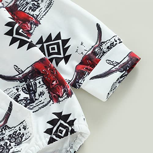 Baby Boy Girl Fall Winter Clothes Cow Print Hooded Sweatshirt Romper Long Sleeve Onesie Shirt Western Outfit (White , 18-24 Months ) from Endorothii