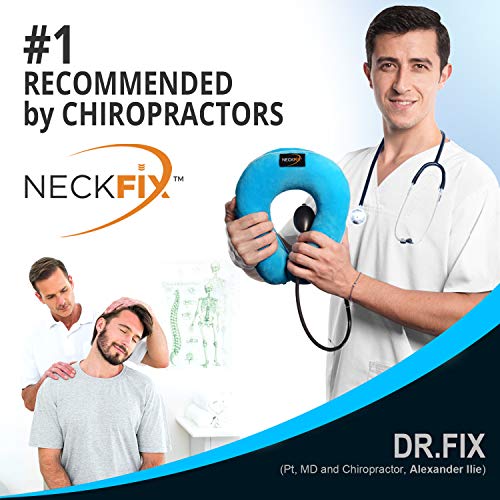 Cervical Neck Traction Device by NeckFix for Instant Neck Pain Relief - Adjustable Neck Stretcher Collar for Home Traction Spine Alignment [Model 2019] + Bonus (12-17 inch) from Fix Company