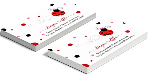 Ladybug Diaper Raffle Tickets (25 Pack) Games for Girls Baby Shower Drawing - Invitation Insert Cards â Cute Little Lady Garden Theme Red, Black and Pink Printed Supplies (2 x 4 Size) Paper Clever Party from Paper Clever Party