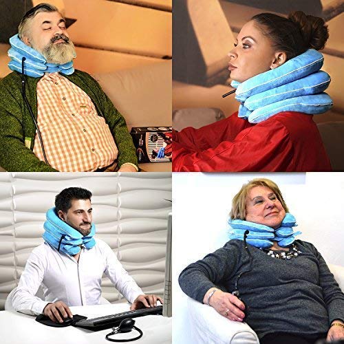 Cervical Neck Traction Device by NeckFix for Instant Neck Pain Relief - Adjustable Neck Stretcher Collar for Home Traction Spine Alignment [Model 2019] + Bonus (12-17 inch) from Fix Company