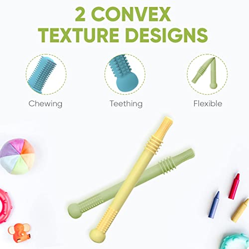 BEBECAN Teething Sticks for Babies - Infant Teething Relief for Teething Baby in 6 Vibrant Colors, Super Soft Silicone Baby Teethers, Teething Toys for Babies 0-6 Months by BEBECAN