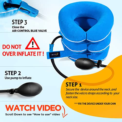 Cervical Neck Traction Device by NeckFix for Instant Neck Pain Relief - Adjustable Neck Stretcher Collar for Home Traction Spine Alignment [Model 2019] + Bonus (12-17 inch) from Fix Company