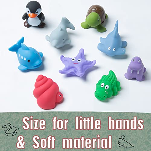 Mold Free Ocean Bath Toys for Toddlers/ Infants 6 - 12- 18 Months, No Hole Baby Bathtub Toys, 1 2 3 4 Years Old Kids (9 Pcs Ocean Animals with Mesh Bag) by XY-WQ