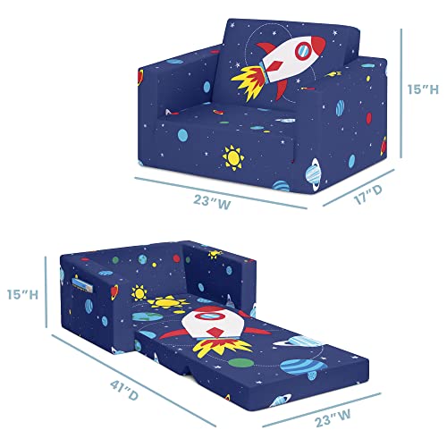 Delta Children Cozee Flip-Out Chair - 2-in-1 Convertible Chair to Lounger for Kids, Space by Delta Children