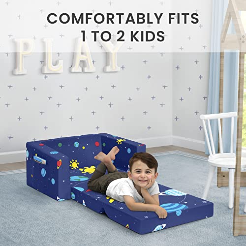 Delta Children Cozee Flip-Out Chair - 2-in-1 Convertible Chair to Lounger for Kids, Space by Delta Children