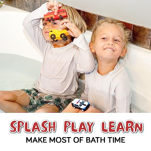 No Hole Car Bath Toys for Babies and Toddlers, Animal Mold Free Bath Toys, Non Squirting Bath Toys no Mold for Tub,Beach,Pool, BPA-Free, Dishwasher-Safe, Infant Bath Toys No Holes 0 1 3 6 12 18 Months from SplashEZ