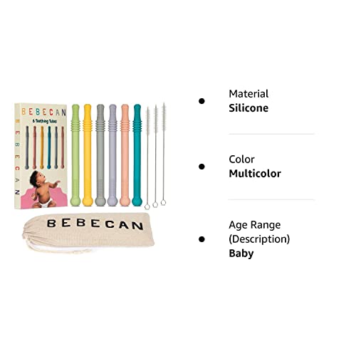 BEBECAN Teething Sticks for Babies - Infant Teething Relief for Teething Baby in 6 Vibrant Colors, Super Soft Silicone Baby Teethers, Teething Toys for Babies 0-6 Months by BEBECAN