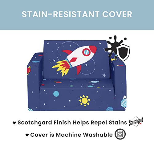 Delta Children Cozee Flip-Out Chair - 2-in-1 Convertible Chair to Lounger for Kids, Space by Delta Children