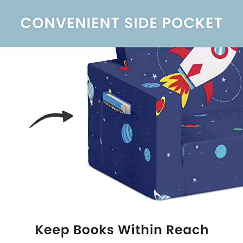 Delta Children Cozee Flip-Out Chair - 2-in-1 Convertible Chair to Lounger for Kids, Space by Delta Children