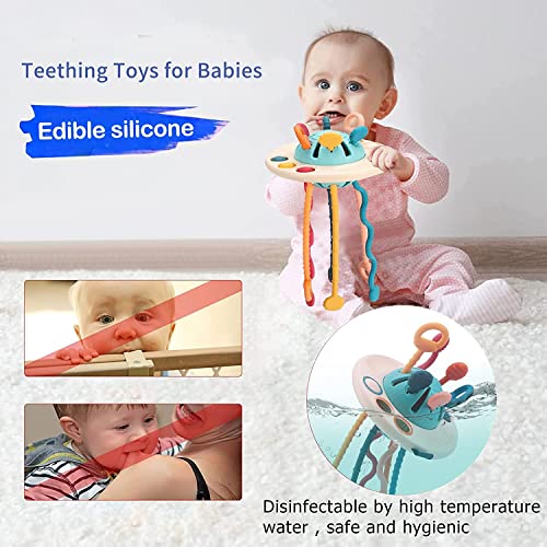 Baby Toys Montessori,Silicone Pull String Interactive Toy,Educational Toys,Food-Grade Sensory STEM Teething Toys, Motor Skills,Tactile Stimulation,Gifts for Infants Toddlers Boys Girls by Mcostar