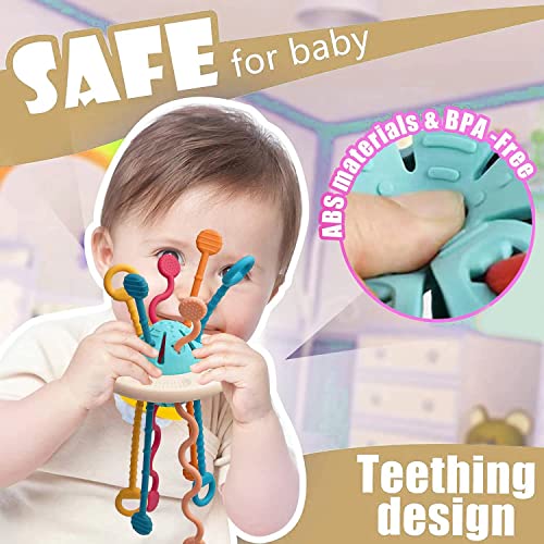 Baby Toys Montessori,Silicone Pull String Interactive Toy,Educational Toys,Food-Grade Sensory STEM Teething Toys, Motor Skills,Tactile Stimulation,Gifts for Infants Toddlers Boys Girls by Mcostar