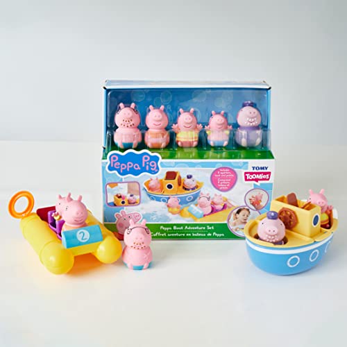 Toomies Tomy Peppa Pig Bath Toys â Peppaâs Boat Adventure Bath Toy Set â Includes Two Boats and 5 Peppa Pig Toy Figures â Baby and Toddler Bath Toys for 18 Months and Up from TOMY Intl.
