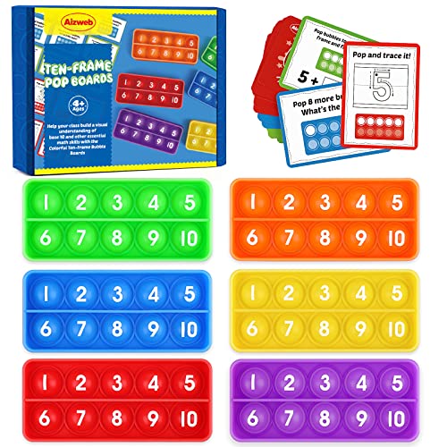 Aizweb Ten-Frame Pop Board-Math Manipulative for Elementary,Math Fidget Sensory Toy,Montessori Educational Toy Gift for Kindergarten Classroom Kids 3 4 5 Year Old (Upgraded Version for 20 Task Cards) by Wenzhou Chengyu Packing Material Co., Ltd