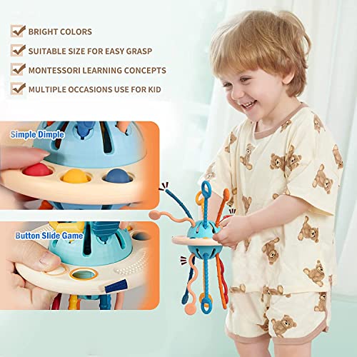 Baby Toys Montessori,Silicone Pull String Interactive Toy,Educational Toys,Food-Grade Sensory STEM Teething Toys, Motor Skills,Tactile Stimulation,Gifts for Infants Toddlers Boys Girls by Mcostar