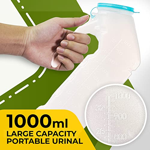 BodyHealt Deluxe Male Urinal Bottle - Glow in The Dark Urinals for Men 32oz/1000ml Bed Buddy with Spill Proof Lids. Plastic Pee Portable Urinal for Men. Pee Container Men for Car & Incontinence (2PC) by BodyHealt