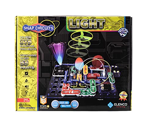 Snap Circuits LIGHT Electronics Exploration Kit | Over 175 Exciting STEM Projects | Full Color Project Manual | 55+ Snap Circuits Parts | STEM Educational Toys for Kids 8+,Multi from Elenco Electronics Inc