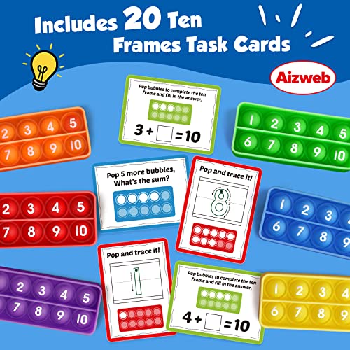 Aizweb Ten-Frame Pop Board-Math Manipulative for Elementary,Math Fidget Sensory Toy,Montessori Educational Toy Gift for Kindergarten Classroom Kids 3 4 5 Year Old (Upgraded Version for 20 Task Cards) by Wenzhou Chengyu Packing Material Co., Ltd