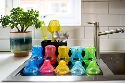 Tommee Tippee Closer to Nature Fiesta Baby Feeding Bottles, Anti-Colic, Slow Flow, BPA-Free - 9 Ounces, Multi-colored, 6 Pack (522597) by Tommee Tippee