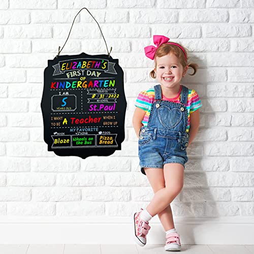 First Day of School Board, Wooden Double-Sided, First and Last Day of School Hanging Chalkboard Sign, 1st Day of Kindergarten Preschool Chalkboard Photo Prop, Back to School Gifts for Kids Boys by Atcdmlu
