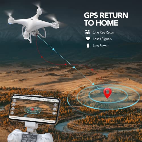 Potensic T25 Drone with Camera for Adults, 2K GPS FPV Camera Drone with Backpack, 3 Batteries, Auto Return Home, Follow Me, Waypoint Fly, Altitude Hold, 2021 Upgraded by 