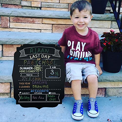 First Day of School Board, Wooden Double-Sided, First and Last Day of School Hanging Chalkboard Sign, 1st Day of Kindergarten Preschool Chalkboard Photo Prop, Back to School Gifts for Kids Boys by Atcdmlu