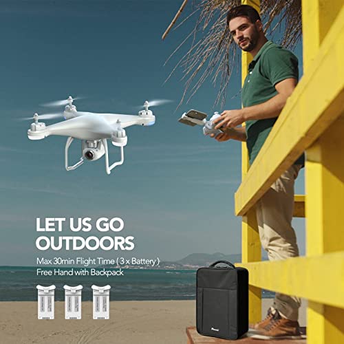 Potensic T25 Drone with Camera for Adults, 2K GPS FPV Camera Drone with Backpack, 3 Batteries, Auto Return Home, Follow Me, Waypoint Fly, Altitude Hold, 2021 Upgraded by 