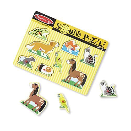 Melissa & Doug Pets Sound Puzzle - Wooden Peg Puzzle With Sound Effects (8 pcs) by Melissa & Doug