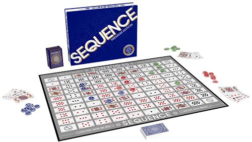 Sequence Premium Edition - Stunning Set with Giant Board (20.25 x 26.25 inches), Exclusive Chips and Deluxe Cards by Goliath, Blue, for Ages 7+ by Goliath