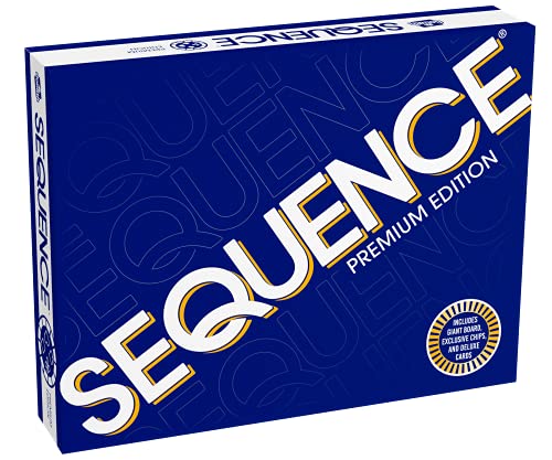 Sequence Premium Edition - Stunning Set with Giant Board (20.25 x 26.25 inches), Exclusive Chips and Deluxe Cards by Goliath, Blue, for Ages 7+ by Goliath