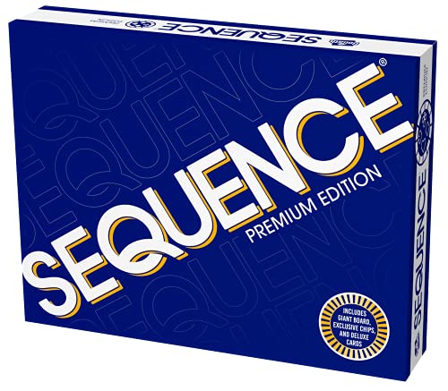 Sequence Premium Edition - Stunning Set with Giant Board (20.25 x 26.25 inches), Exclusive Chips and Deluxe Cards by Goliath, Blue, for Ages 7+ by Goliath