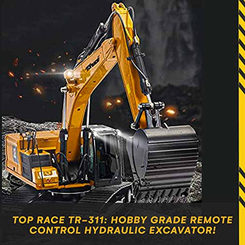 Top Race Hobby Grade Remote Control Hydraulic Excavator, All Included Battery, Hydraulic Oil, Transmitter, Ready to Run 1:14 Scale TR-311 by Top Race