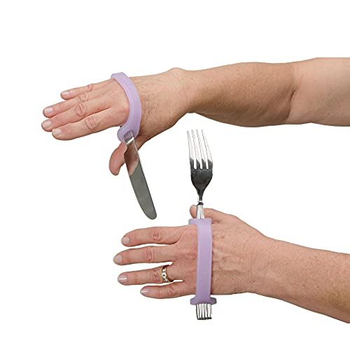 EazyHold Lavender Silicone Assistive Universal Cuff, Hand Grip Device for Limited Mobility, Rehabilitation, Cerebral Palsy, Daily Living Aid, Therapy Equipment for Arthritis, Parkinsons 2-Pack 5.25" by EazyHold