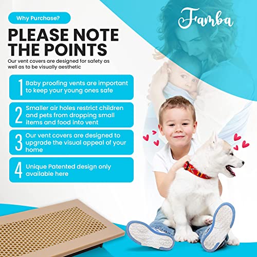 Famba Baby Proofing Vent Cover for Home Floor - Soft Silicone Child Proof Floor Air Vent Cover, Catches Small Items & Prevents Creepy Crawlies, Baby Safety Product, 11.5" x 5.5", Beige, 3-Pack from FAMBA