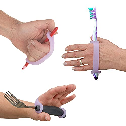 EazyHold Lavender Silicone Assistive Universal Cuff, Hand Grip Device for Limited Mobility, Rehabilitation, Cerebral Palsy, Daily Living Aid, Therapy Equipment for Arthritis, Parkinsons 2-Pack 5.25" by EazyHold