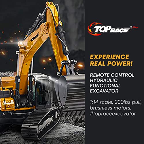 Top Race Hobby Grade Remote Control Hydraulic Excavator, All Included Battery, Hydraulic Oil, Transmitter, Ready to Run 1:14 Scale TR-311 by Top Race