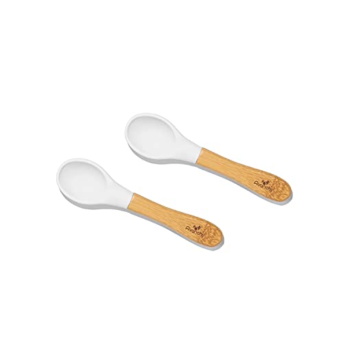 Avanchy Bamboo Baby Spoons - Bamboo and Silicone Baby Spoons - Baby Training Spoons - Soft Tip Baby Spoons - 5.5" L x 1.25" W (White) from Avanchy