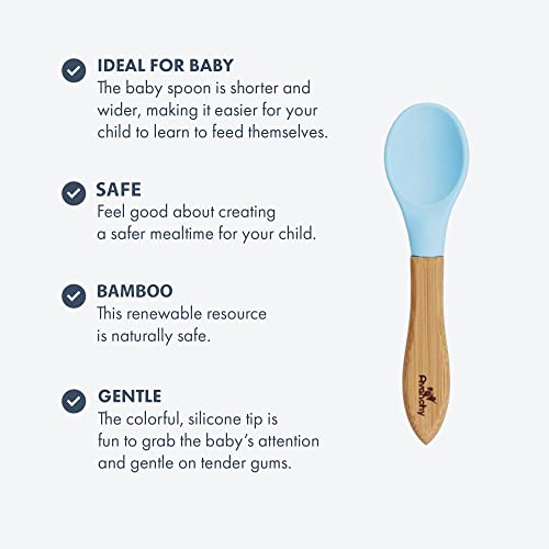 Avanchy Bamboo Baby Spoons - Bamboo and Silicone Baby Spoons - Baby Training Spoons - Soft Tip Baby Spoons - 5.5" L x 1.25" W (White) from Avanchy