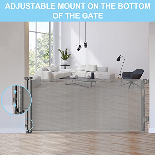 120 Inch Extra Wide Baby Gate Extra Long Dog Gate for The House Retractable Baby Gates for Doorways Super Large Pet Gate for Dogs Indoor Mesh Child Gates for Wide Openings Safety Toddler Gates (Grey) by 