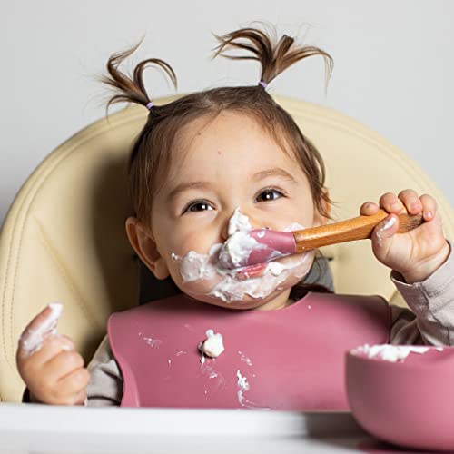 Avanchy Bamboo Baby Spoons - Bamboo and Silicone Baby Spoons - Baby Training Spoons - Soft Tip Baby Spoons - 5.5" L x 1.25" W (White) from Avanchy