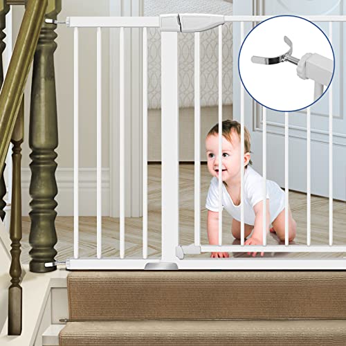 Baby Gate for Doorways and Stairs, RONBEI 51.5" Auto Close Safety Baby Gate for Kids and Pets, Extra Wide Child Gate Dog Gates for The House, Heavy Duty Metal Walk Through Door (White) from RONBEI