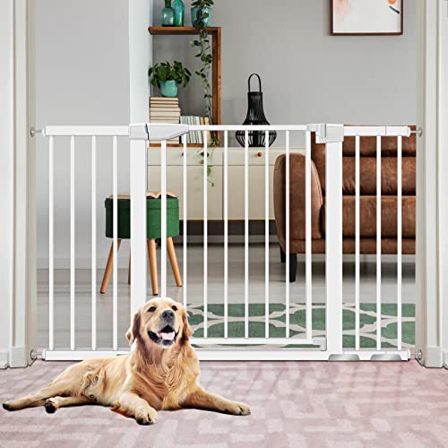 Baby Gate for Doorways and Stairs, RONBEI 51.5" Auto Close Safety Baby Gate for Kids and Pets, Extra Wide Child Gate Dog Gates for The House, Heavy Duty Metal Walk Through Door (White) from RONBEI