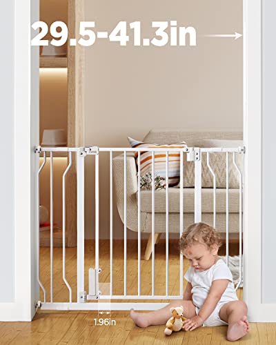 Ciays Baby Gate 29.5â to 41.3â, 30-in Height Safety Dog Gate for Stairs, Doorways and House, Auto-Close Safety Metal Child Gate for Dogs with Alarm, Pressure Mounted by Ciays