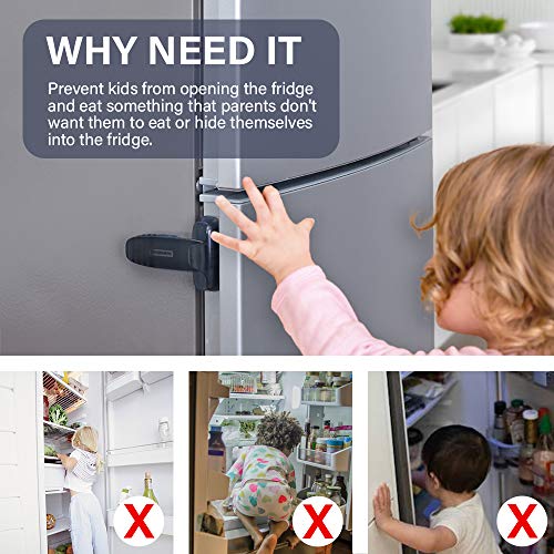 EUDEMON Home Refrigerator Fridge Freezer Door Lock Latch Catch Toddler Kids Child Baby Safety Lock Easy to Install and Use 3M VHB Adhesive no Tools Need or Drill (Greyï¼1 Pack) from Ningbo Eudemon Child Protective Equipment Co., Ltd.