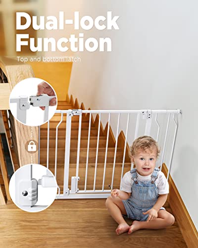 Ciays Baby Gate 29.5â to 41.3â, 30-in Height Safety Dog Gate for Stairs, Doorways and House, Auto-Close Safety Metal Child Gate for Dogs with Alarm, Pressure Mounted by Ciays