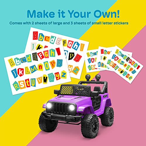 Kidzone Ride On Truck 12V Battery Powered Electric Kids Car Vehicle Toy with DIY License Plate, 4 Wheeler Quad, Parent Remote Control, MP3, High Low Speeds, LED Lights, Bluetooth - Purple by Kidzone