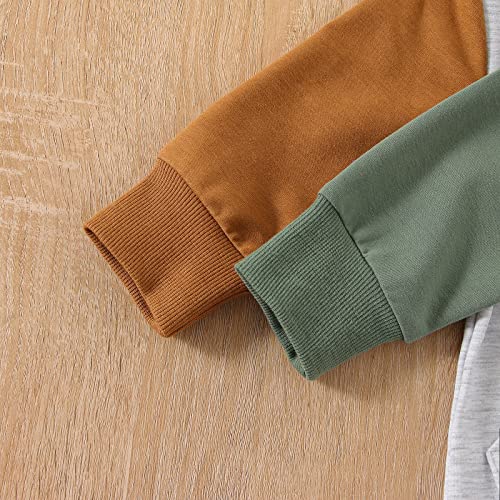 Newborn Baby Boy Clothes Color Block Long Sleeve Zipper Hooded Romper with Pocket Fall One Piece Outfits( 0-3 Months, Zipper Grey) by BemeyourBBs