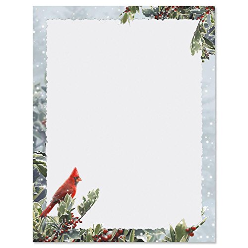 Winter Solitude Christmas Letter Papers - Set of 25 Christmas Stationery Papers are 8 1/2" x 11", Compatible Computer Paper by Current
